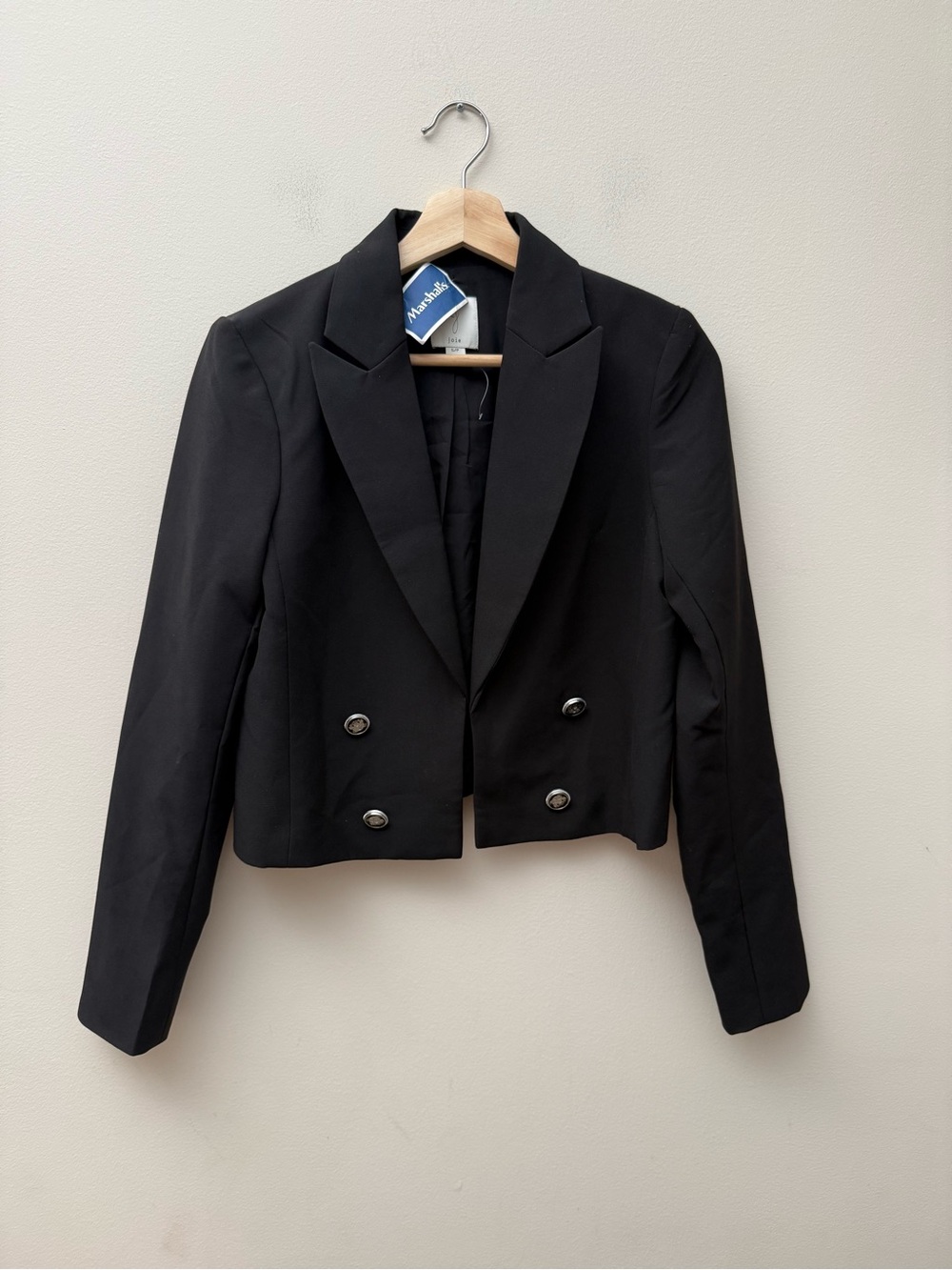 Joie Black Cropped Double-Breasted Blazer